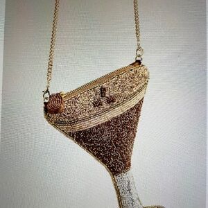 ❤️ ANTHROPOLOGIE ESPRESSO MARTINI BEADED ICON CROSSBODY BAG NEW